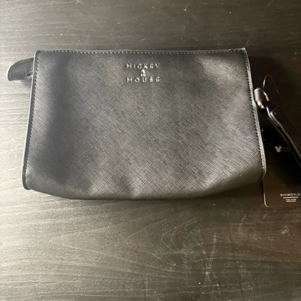 Mickey and Minnie Black Wristlet Clutch Disney Bioworld NWT